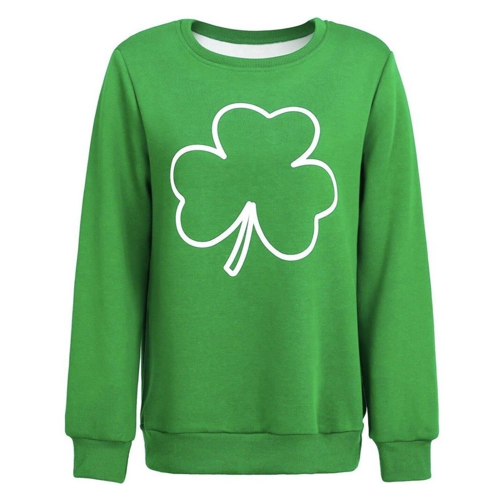 St. Patrick's Day long sleeve unisex crew neck pullover sweatshirt green XL